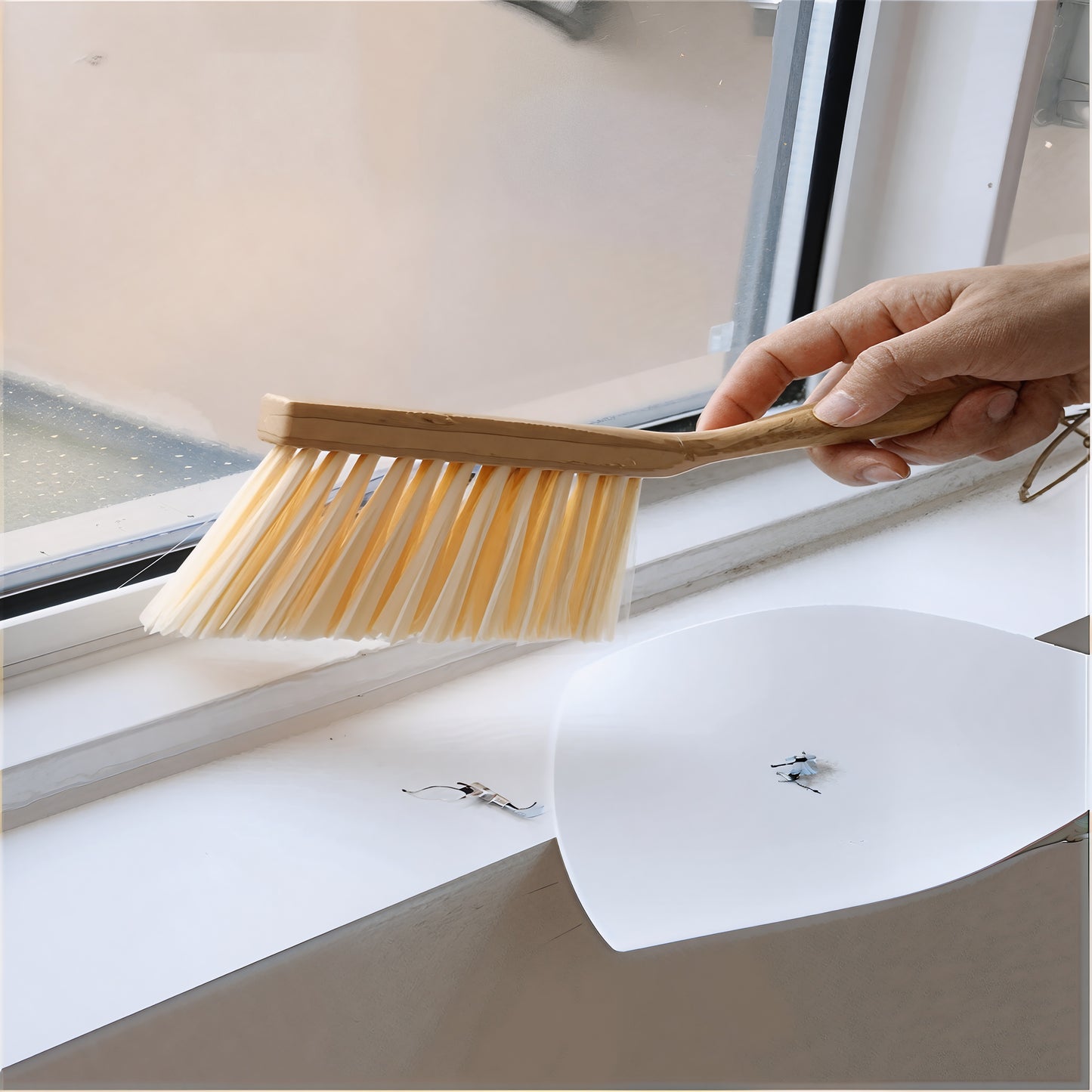 Dustpan & Brush Set - Brush with Bamboo Handle and Shovel