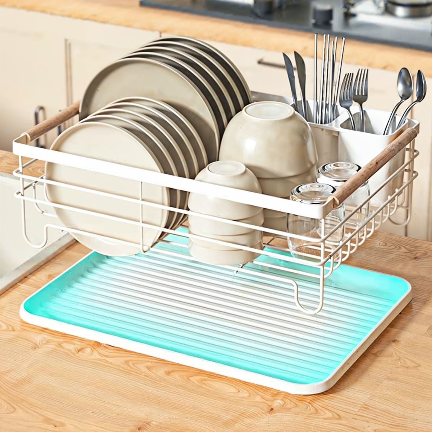 Modern white dish drying rack