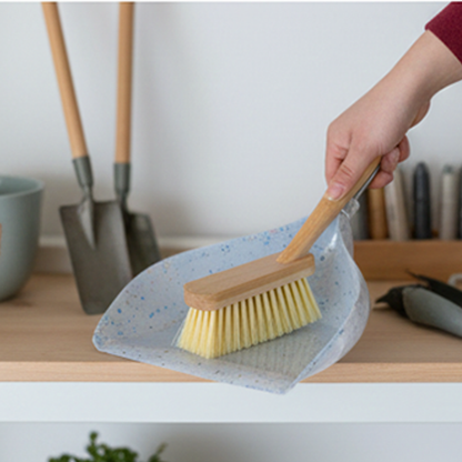 Bamboo Dustpan Brush Set