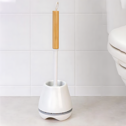 Silicone Toilet Brush with a Natural Wood Handle