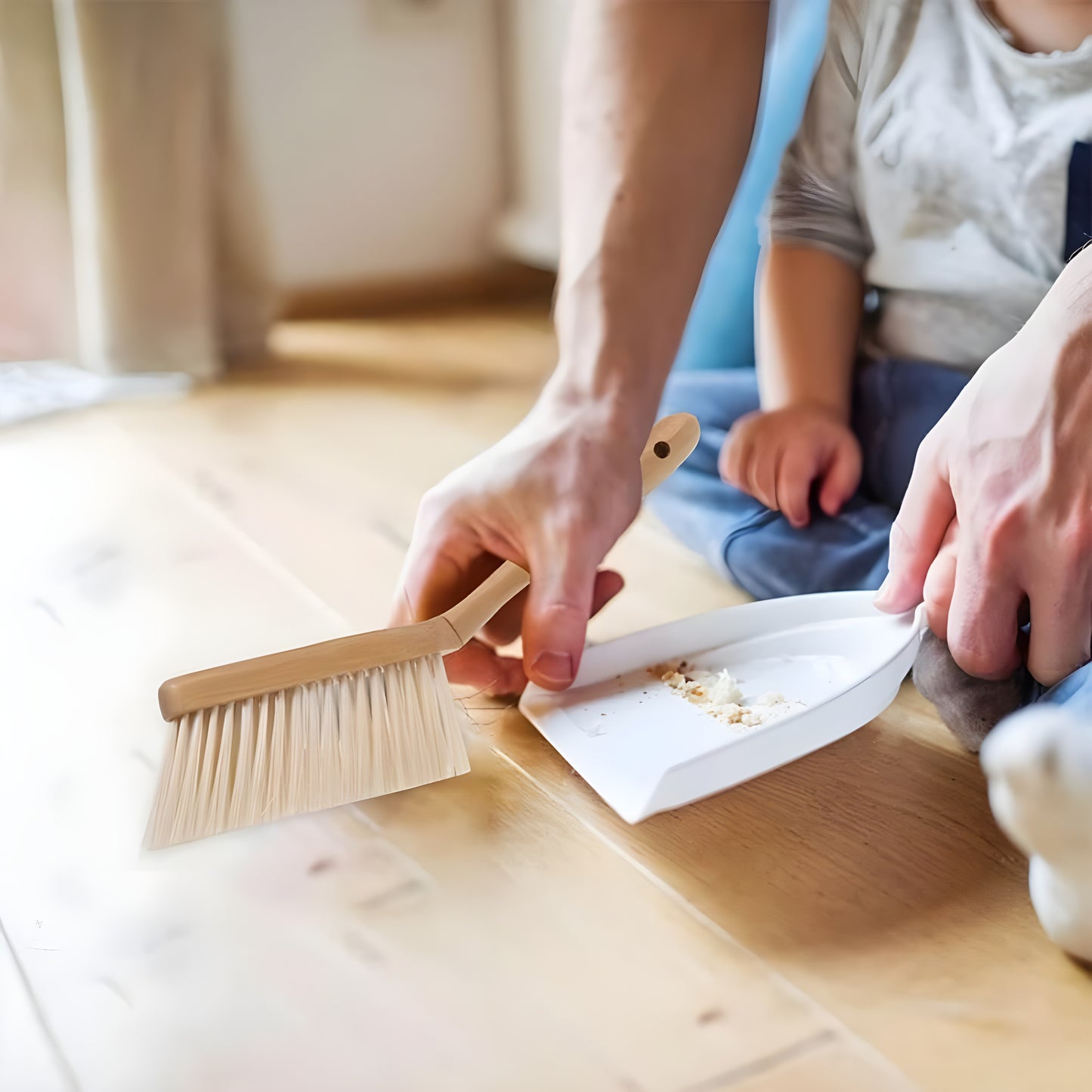 Dustpan & Brush Set - Brush with Bamboo Handle and Shovel