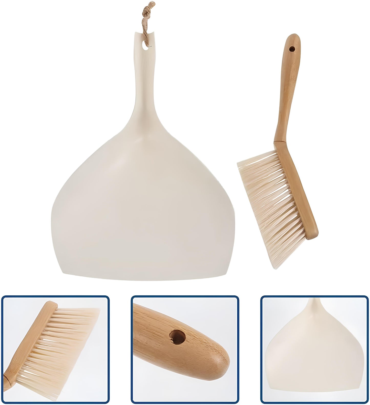 Dustpan & Brush Set - Brush with Bamboo Handle and Shovel