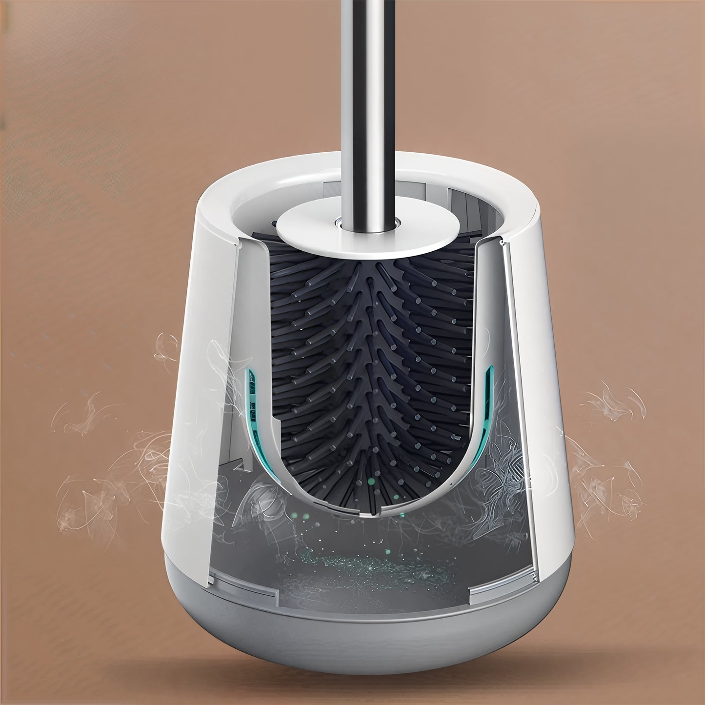 Silicone Toilet Brush with a Natural Wood Handle