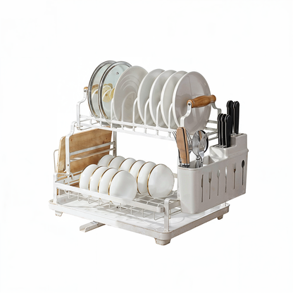 2-tier white metal sink rack