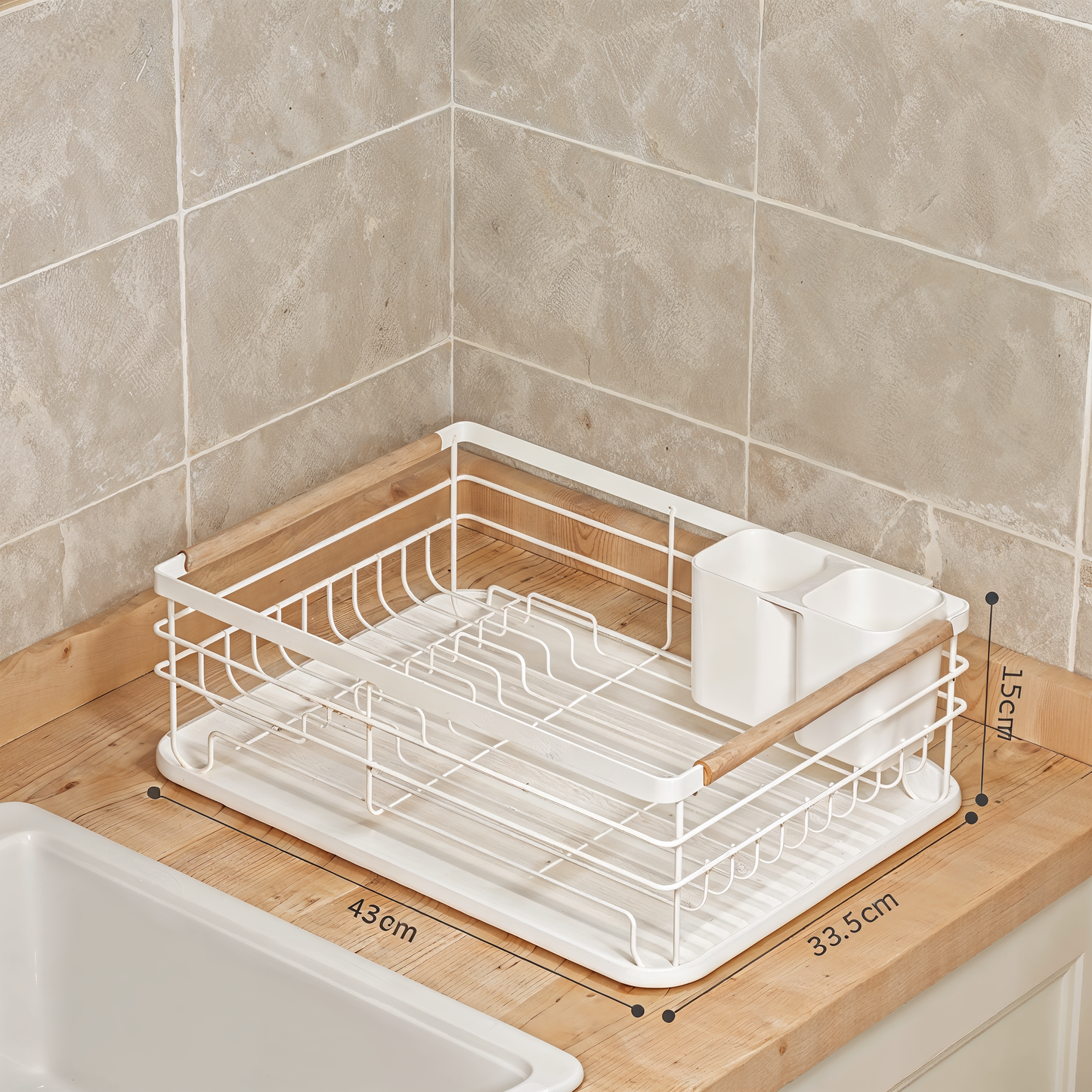 Modern white dish drying rack
