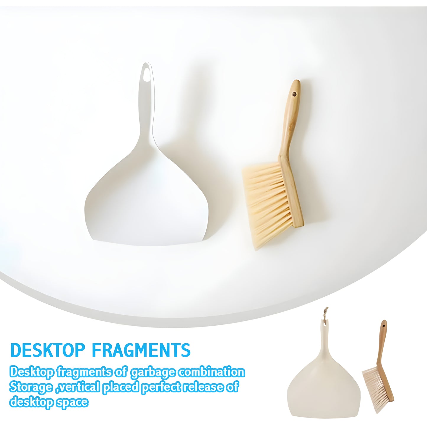 Dustpan & Brush Set - Brush with Bamboo Handle and Shovel